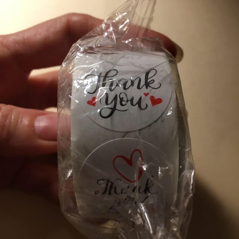#44 New Roll Of 100 Thank You Stickers with Red Hearts for Packages